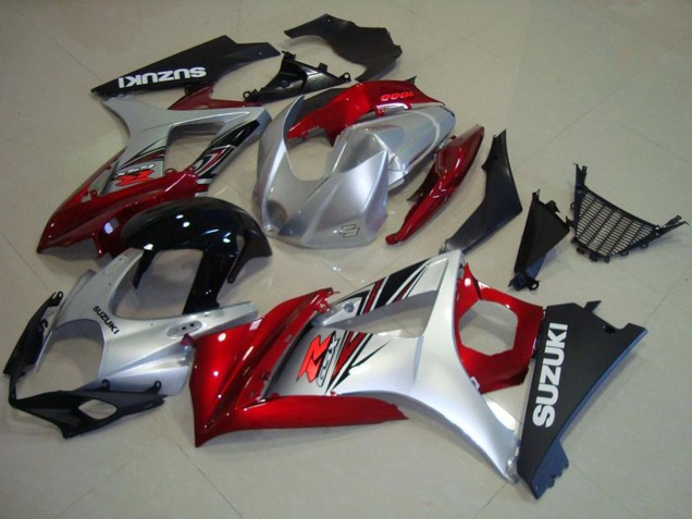 2007-2008 Suzuki GSXR 1000 Motorcycle Fairings - Red Silver Glossy Black Canada for Sale