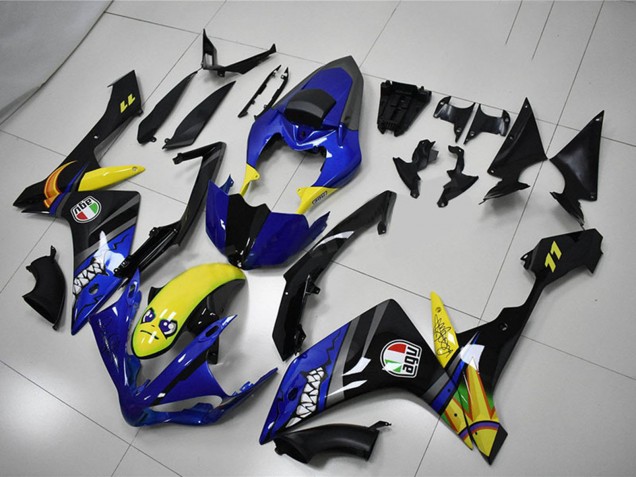 2007-2008 Yamaha YZF R1 Motorcycle Fairings - Blue Yellow Black Shark Canada for Sale