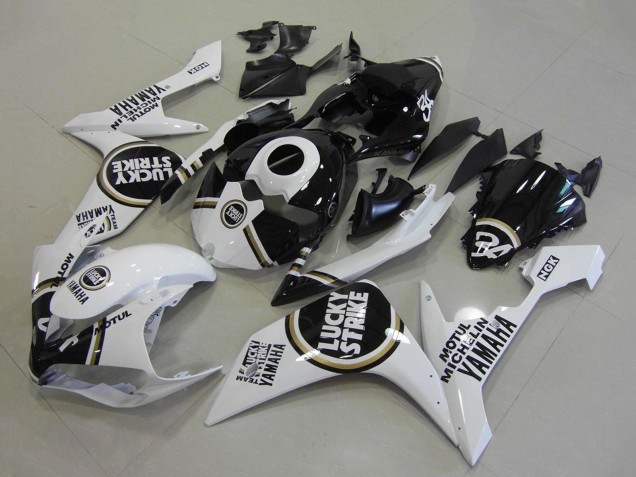 2007-2008 Yamaha YZF R1 Motorcycle Fairings - White Black Lucky Strike Canada for Sale