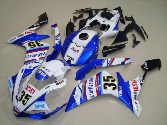 2007-2008 Yamaha YZF R1 Motorcycle Fairings - White Blue Red Black Volvo Sterilgarda Yamalube Fimer 35 Canada for Sale
