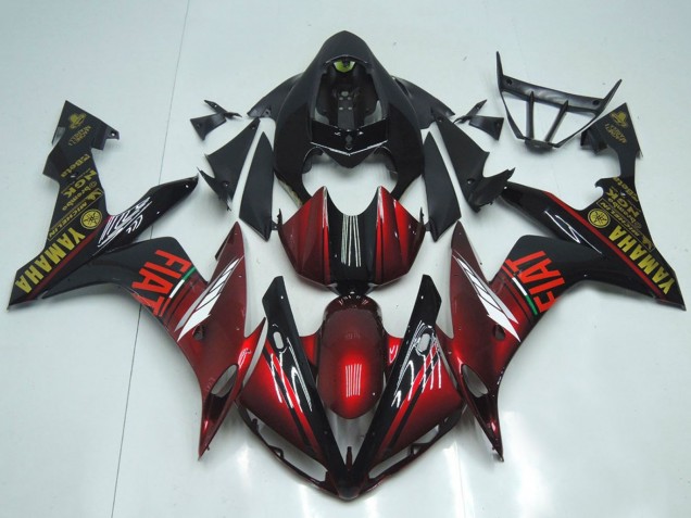 2007-2008 Yamaha YZF R1 Motorcycle Fairings - Maroon Red Black Fiat Canada for Sale