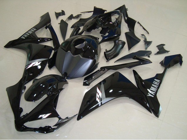 2007-2008 Yamaha YZF R1 Motorcycle Fairings - Glossy Black Matte Black White Decal Canada for Sale