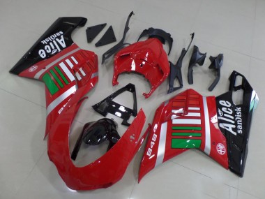2007-2014 Ducati 848 Motorcycle Fairings - Red Silver Green Glossy Black Alice Sandisk Canada for Sale