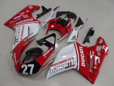 2007-2014 Ducati 1098 Motorcycle Fairings - White Red Glossy Black Banner 27 Canada for Sale