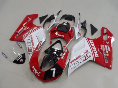 2007-2014 Ducati 848 1098 1198 Motorcycle Fairings - White Red Glossy Black Banner 7 Canada for Sale