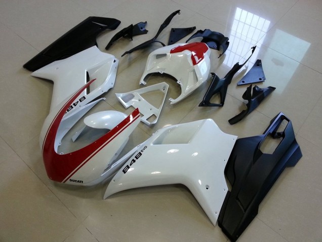2007-2014 Ducati 848 Motorcycle Fairings - White Red Matte Black Canada for Sale