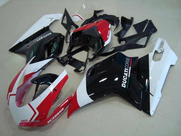 2007-2014 Ducati 1098 Motorcycle Fairings - White Red Glossy Black Corse Canada for Sale