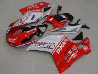 2007-2014 Ducati 848 1098 1198 Motorcycle Fairings - White Red Glossy Black Banner 69 Canada for Sale