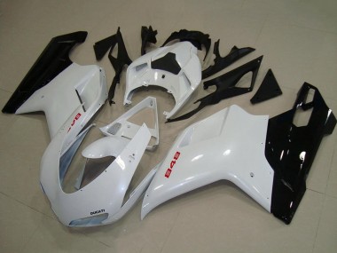 2007-2014 Ducati 848 Motorcycle Fairings - White Glossy Black Canada for Sale