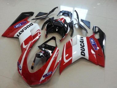 2007-2014 Ducati 848 1098 1198 Motorcycle Fairings - White Red Glossy Black Tim Canada for Sale