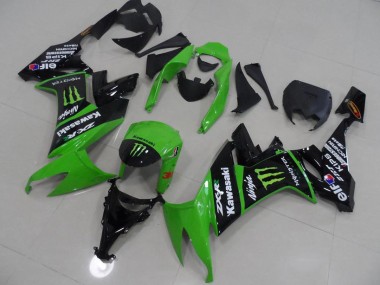 2008-2010 Kawasaki ZX10R Motorcycle Fairings - Green Glossy Black Monster Canada for Sale