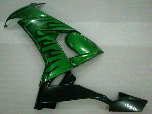 2008-2010 Kawasaki ZX10R Motorcycle Fairings - Glossy Black Green Flame Canada for Sale