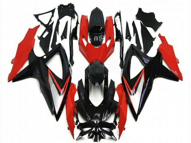 2008-2010 Suzuki GSXR 600/750 Motorcycle Fairings - Red Glossy Black Stripe Canada for Sale
