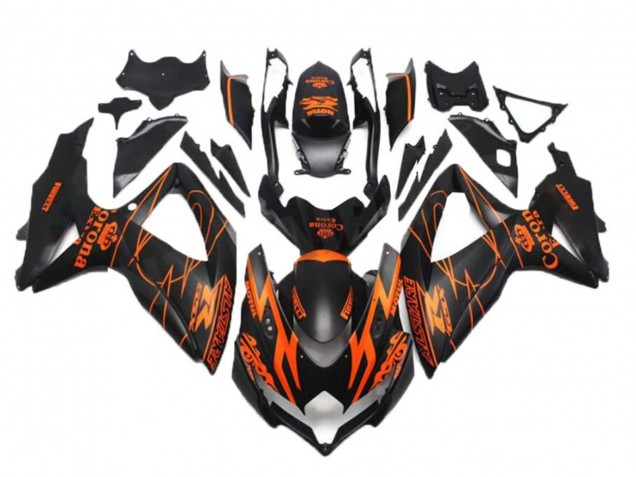 2008-2010 Suzuki GSXR 600/750 Motorcycle Fairings - Matte Black Orange Alstare Corona Motul Canada for Sale