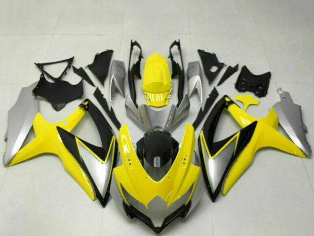 2008-2010 Suzuki GSXR 600/750 Motorcycle Fairings - Yellow Silver Glossy Black Canada for Sale