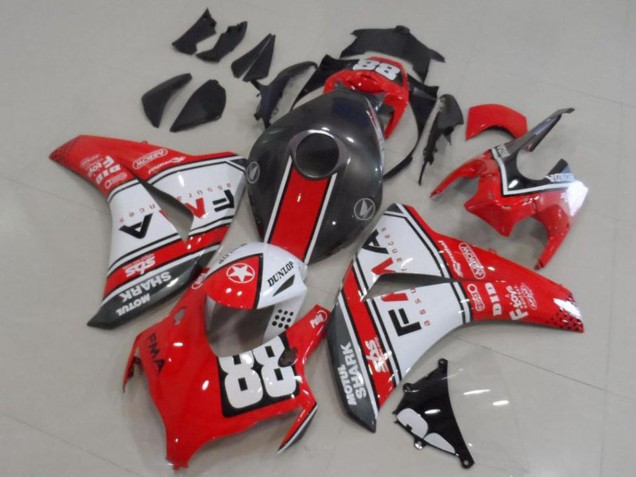 2008-2011 Honda CBR1000RR Motorcycle Fairings - White Red Matte Black Dunlop Fiamm 88 Canada for Sale