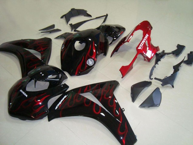 2008-2011 Honda CBR1000RR Motorcycle Fairings - Glossy Black Red Flame Racing Canada for Sale