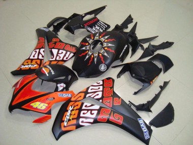 2008-2011 Honda CBR1000RR Motorcycle Fairings - Matte Black Orange Rossi Repsol 46 Canada for Sale