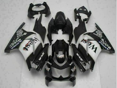 2008-2012 Kawasaki EX250 Motorcycle Fairings - Glossy Black White West Canada for Sale