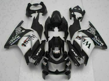 2008-2012 Kawasaki EX250 Motorcycle Fairings - Glossy Black White West Canada for Sale