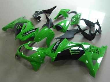 2008-2012 Kawasaki ZX250R Motorcycle Fairings - Green Glossy Black Monster Canada for Sale