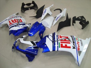 2008-2012 Kawasaki ZX250R Motorcycle Fairings - White Blue Red Fiat Canada for Sale
