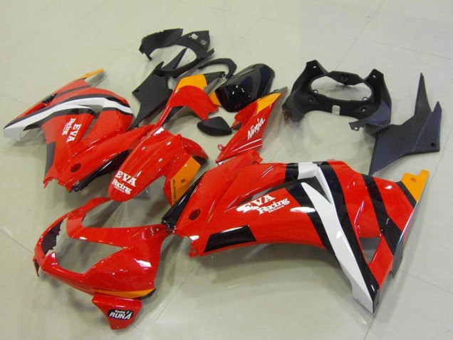 2008-2012 Kawasaki ZX250R Motorcycle Fairings - Red Orange White Black Eva Racing Canada for Sale
