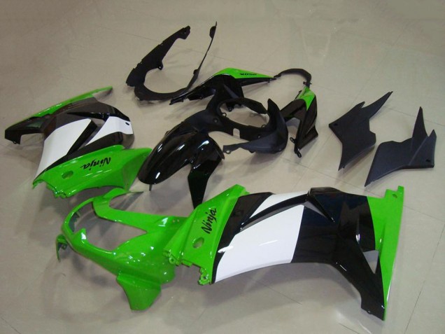 2008-2012 Kawasaki ZX250R Motorcycle Fairings - Green White Glossy Black Canada for Sale