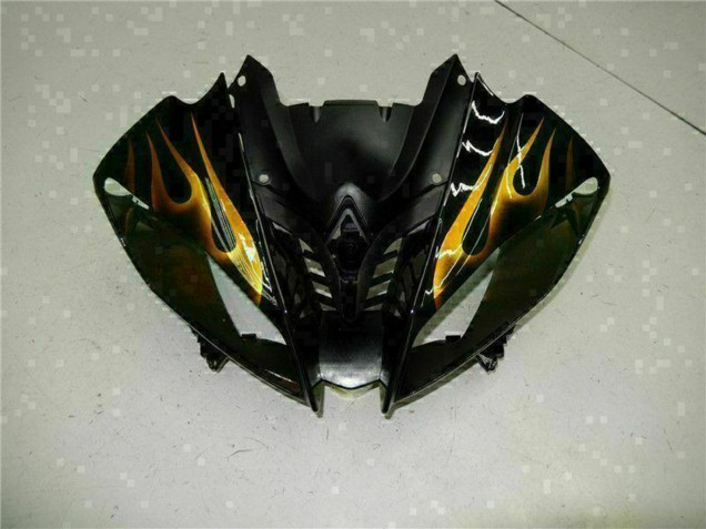 2008-2016 Yamaha YZF R6 Motorcycle Fairings - Glossy Black Gold Flame Canada for Sale