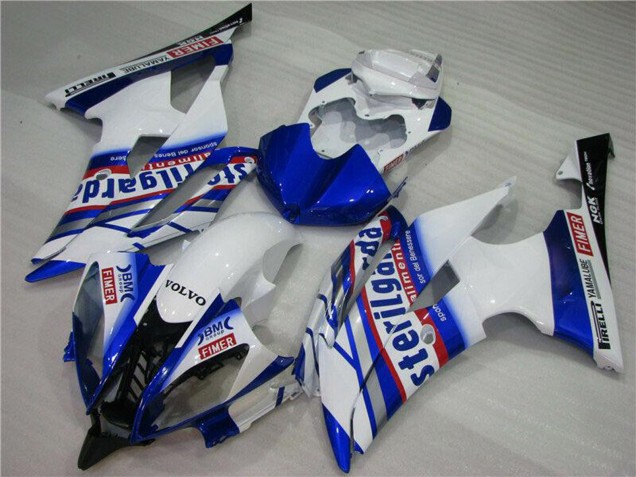 2008-2016 Yamaha YZF R6 Motorcycle Fairings - White Blue Red Sterilgarda Volvo Fimer Yamalube Canada for Sale