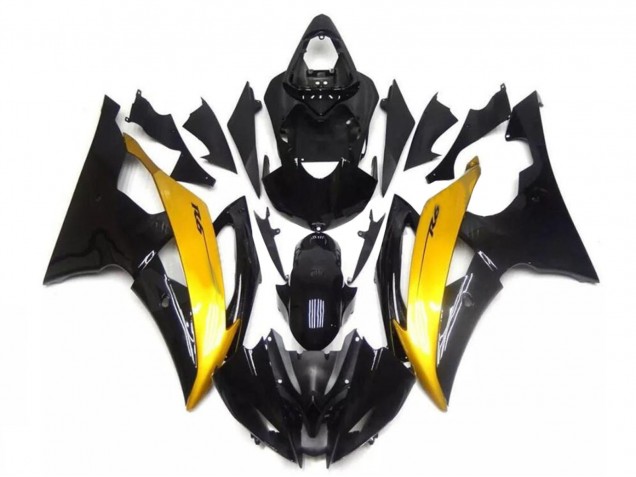 2008-2016 Yamaha YZF R6 Motorcycle Fairing - Gold Glossy Black Canada for Sale