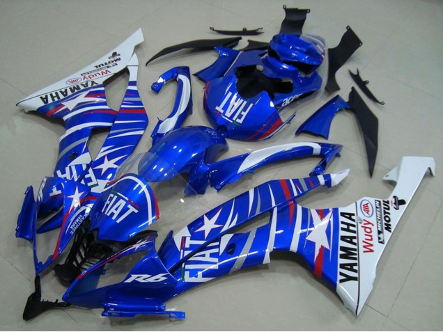 2008-2016 Yamaha YZF R6 Motorcycle Fairings - White Blue Fiat Motul Michelin Canada for Sale