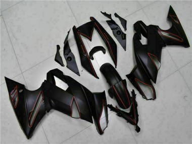2009-2011 Kawasaki EX650 Motorcycle Fairings - Matte Black Red Stripe Canada for Sale