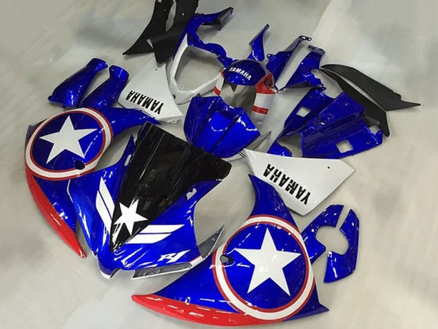 2009-2011 Yamaha YZF R1 Motorcycle Fairings - Blue White Red Black Star Captain America Canada for Sale