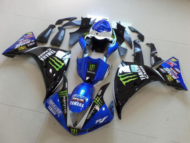2009-2011 Yamaha YZF R1 Motorcycle Fairings - White Blue Black Green Monster Yamalube Graves Canada for Sale