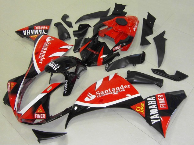 2009-2011 Yamaha YZF R1 Motorcycle Fairings - Red Black White Santander Fimer Canada for Sale