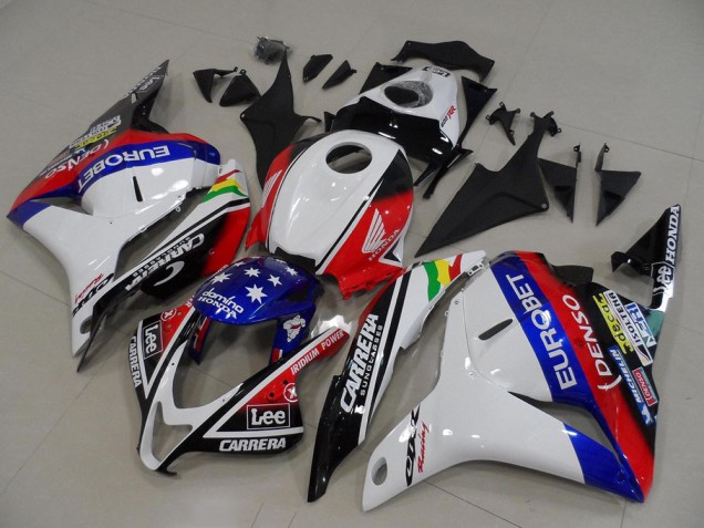 2009-2012 Honda CBR600RR Motorcycle Fairings - White Red Blue Glossy Black EuroBet Lee Star Canada for Sale