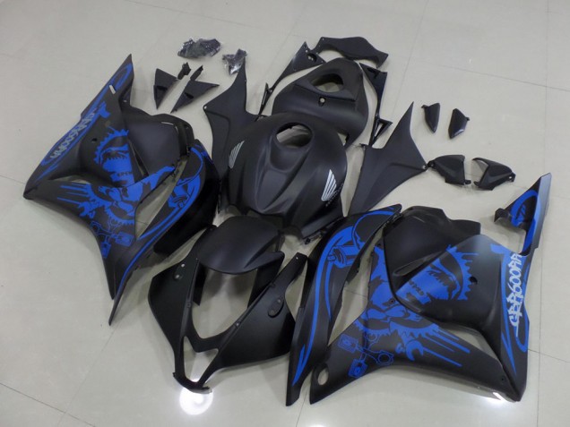 2009-2012 Honda CBR600RR Motorcycle Fairings - Matte Black Blue Skull Canada for Sale