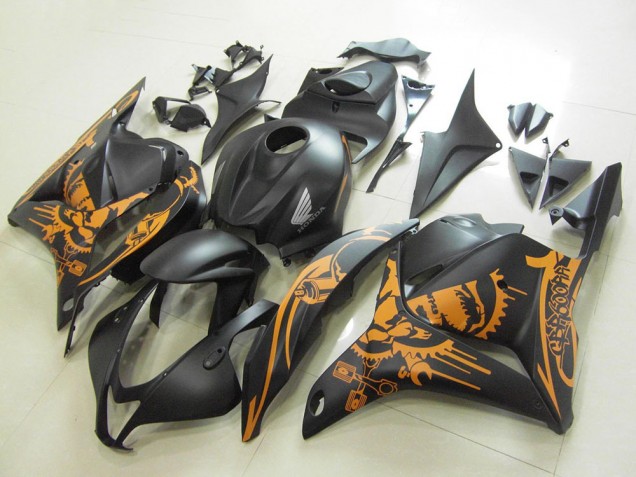 2009-2012 Honda CBR600RR Motorcycle Fairings - Matte Black Orange Skull Canada for Sale