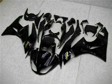 2009-2012 Kawasaki ZX6R Motorcycle Fairings - Glossy Black Gold Ninja Canada for Sale