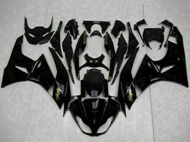 2009-2012 Kawasaki ZX6R Motorcycle Fairings - Glossy Black Gold Ninja Canada for Sale