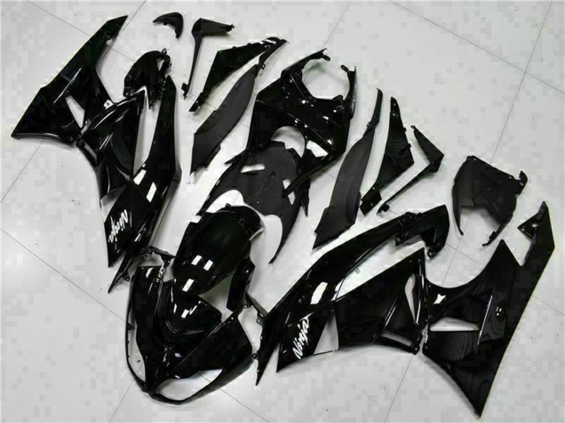 2009-2012 Kawasaki ZX6R Motorcycle Fairings - Glossy Black White Ninja Canada for Sale