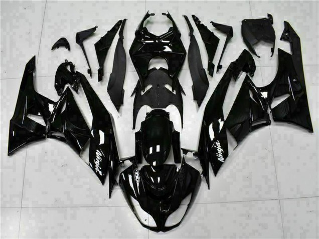 2009-2012 Kawasaki ZX6R Motorcycle Fairings - Glossy Black White Ninja Canada for Sale