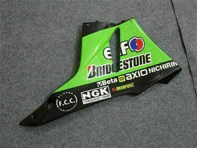 2009-2012 Kawasaki ZX6R Motorcycle Fairings - Green Glossy Black Elf Touch4 Bridgestone Canada for Sale
