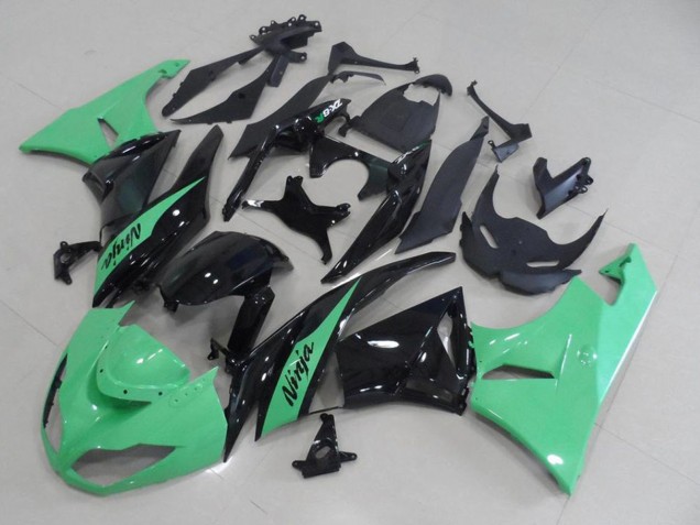 2009-2012 Kawasaki ZX6R Motorcycle Fairings - Light Green Glossy Black Canada for Sale