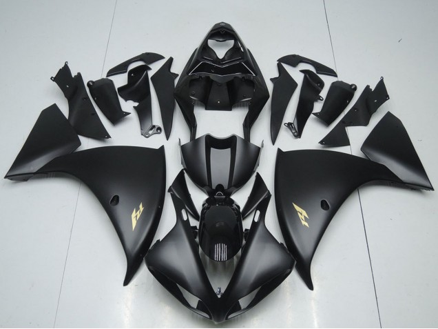 2012-2014 Yamaha YZF R1 Motorcycle Fairings - Glossy Black Matte Black Gold Decals Canada for Sale