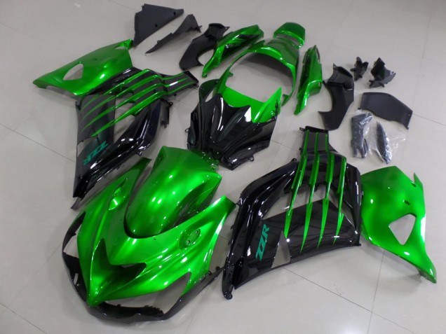 2012-2024 Kawasaki ZX14R ZZR1400 Motorcycle Fairings - Green Glossy Black Canada for Sale