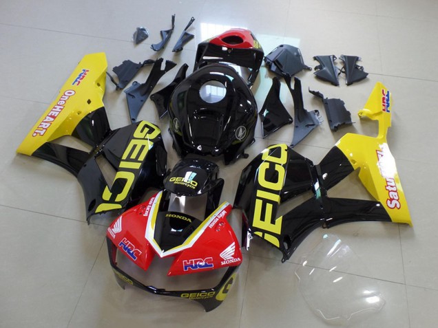 2013-2023 Honda CBR600RR Motorcycle Fairings - Yellow Red Glossy Black Geico Canada for Sale