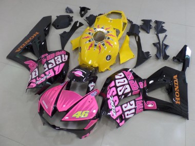 2013-2023 Honda CBR600RR Motorcycle Fairings - Yellow Pink Glossy Black Rossi 46 Canada for Sale