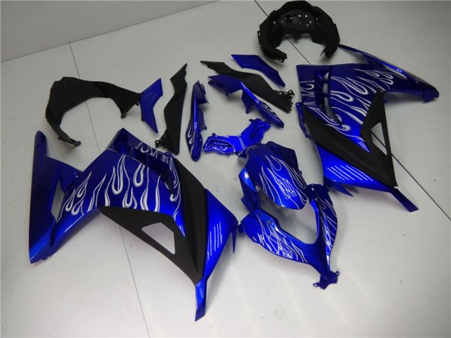 2013-2024 Kawasaki Ninja 300 EX300R Motorcycle Fairings - Blue Black White Flame Canada for Sale